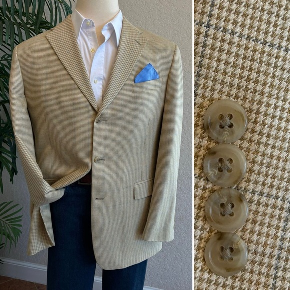 AUSTIN REED SPORT COAT SIZE 44L BLAZER VINTAGE HOUNDSTOOTH USA JACKET LONG FIT